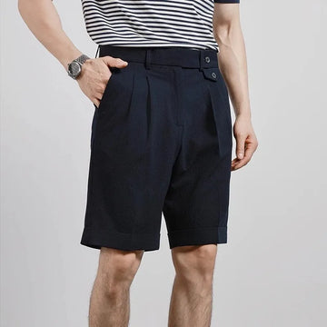 Riolio New Men Summer Slim-fit British Style Suit Shorts Light Luxury Business Straight-leg Shorts Leisure Button-down Half-pants M-3XL